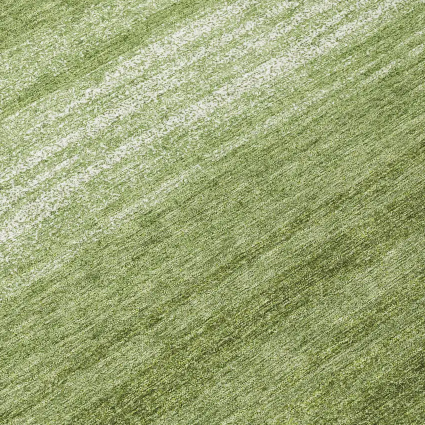 8' Green And Ivory Round Striped Washable Indoor Outdoor Area Rug Photo 8