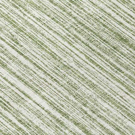 8' Green And Ivory Round Striped Washable Indoor Outdoor Area Rug Photo 9