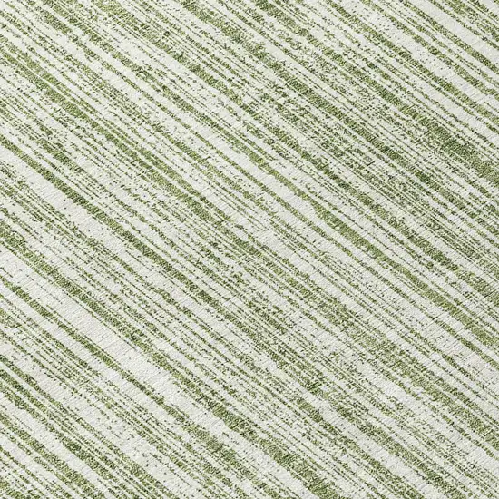 8' Green And Ivory Round Striped Washable Indoor Outdoor Area Rug Photo 9