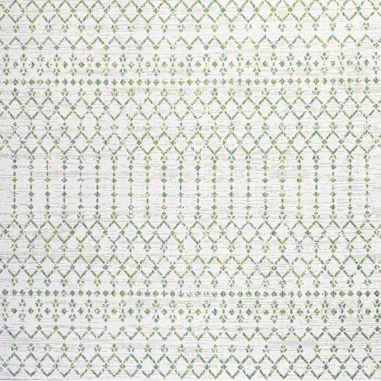 5' Green And Ivory Square Trellis Indoor Outdoor Area Rug Photo 1