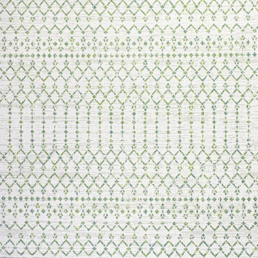 5' Green And Ivory Square Trellis Indoor Outdoor Area Rug Photo 1