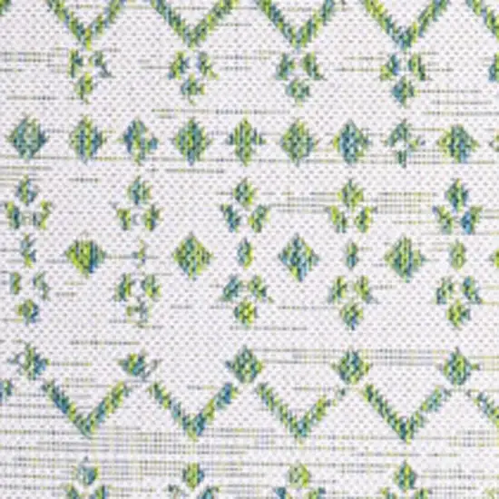 5' Green And Ivory Square Trellis Indoor Outdoor Area Rug Photo 3