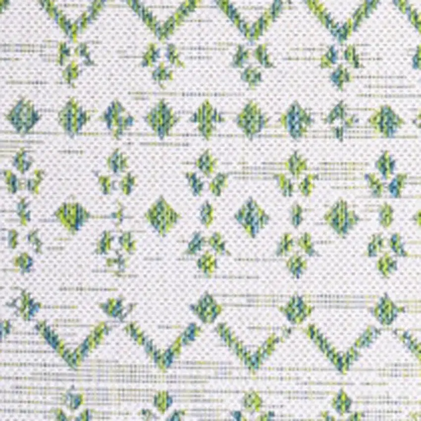 5' Green And Ivory Square Trellis Indoor Outdoor Area Rug Photo 3