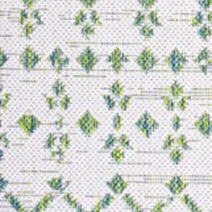 Photo of 5' Green And Ivory Square Trellis Indoor Outdoor Area Rug