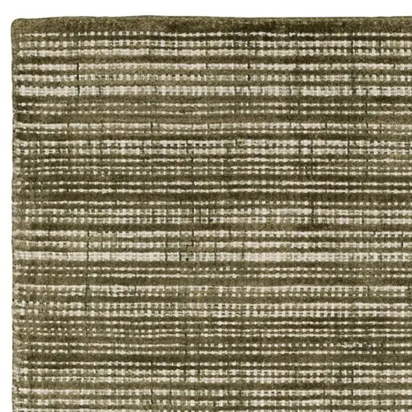 8' Green And Ivory Striped Hand Tufted Runner Rug Photo 7