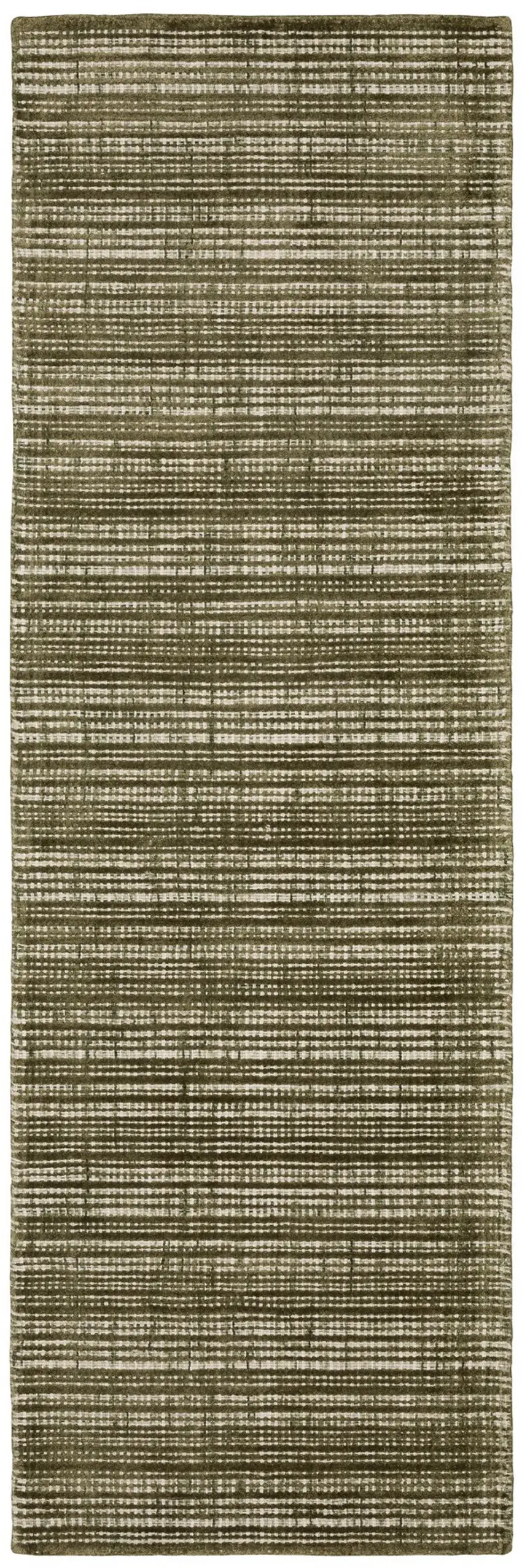 8' Green And Ivory Striped Hand Tufted Runner Rug Photo 2