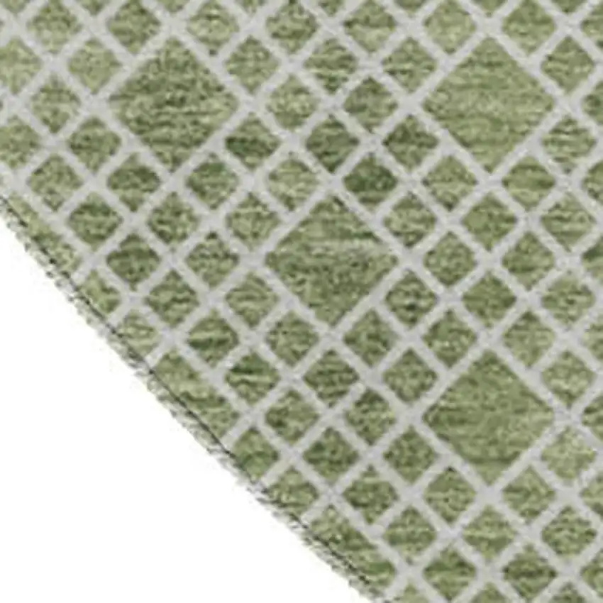 8' Green And Ivory Striped Washable Round Rug With UV Protection Photo 2