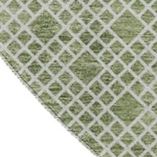8' Green And Ivory Striped Washable Round Rug With UV Protection Photo 2