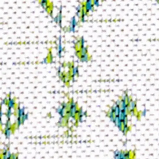 8' Green And Ivory Trellis Indoor Outdoor Runner Rug Photo 2