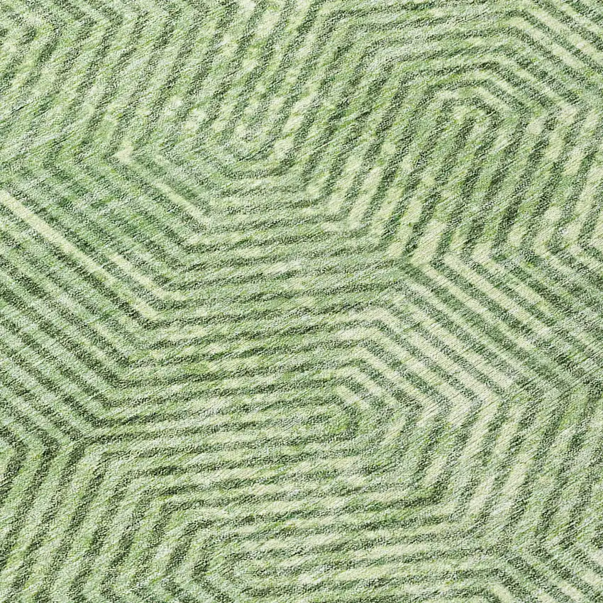 8' Green And Light Green Round Geometric Washable Indoor Outdoor Area Rug Photo 8