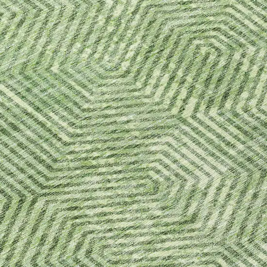 8' Green And Light Green Round Geometric Washable Indoor Outdoor Area Rug Photo 8