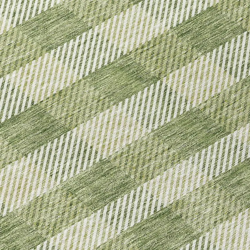 8' Green And Light Green Round Plaid Washable Indoor Outdoor Area Rug Photo 8