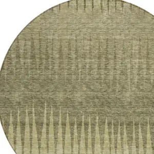 Photo of 8' Green And Light Green Round Striped Washable Indoor Outdoor Area Rug