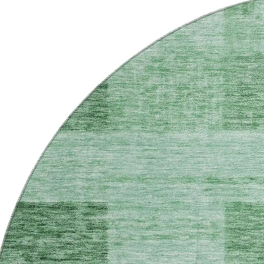 8' Green And Mint Green Geometric Washable Round Rug With UV Protection Photo 2