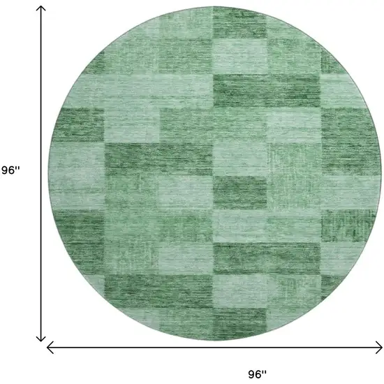 8' Green And Mint Green Geometric Washable Round Rug With UV Protection Photo 9