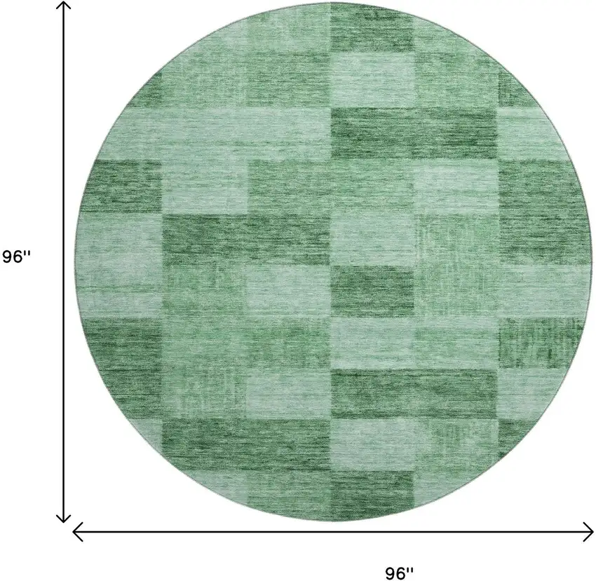 8' Green And Mint Green Geometric Washable Round Rug With UV Protection Photo 9