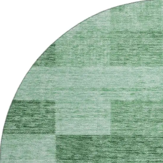 8' Green And Mint Green Geometric Washable Round Rug With UV Protection Photo 3