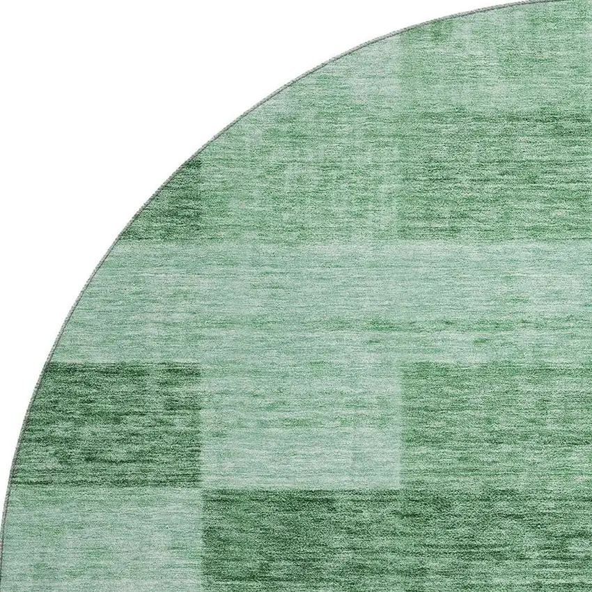 8' Green And Mint Green Geometric Washable Round Rug With UV Protection Photo 3