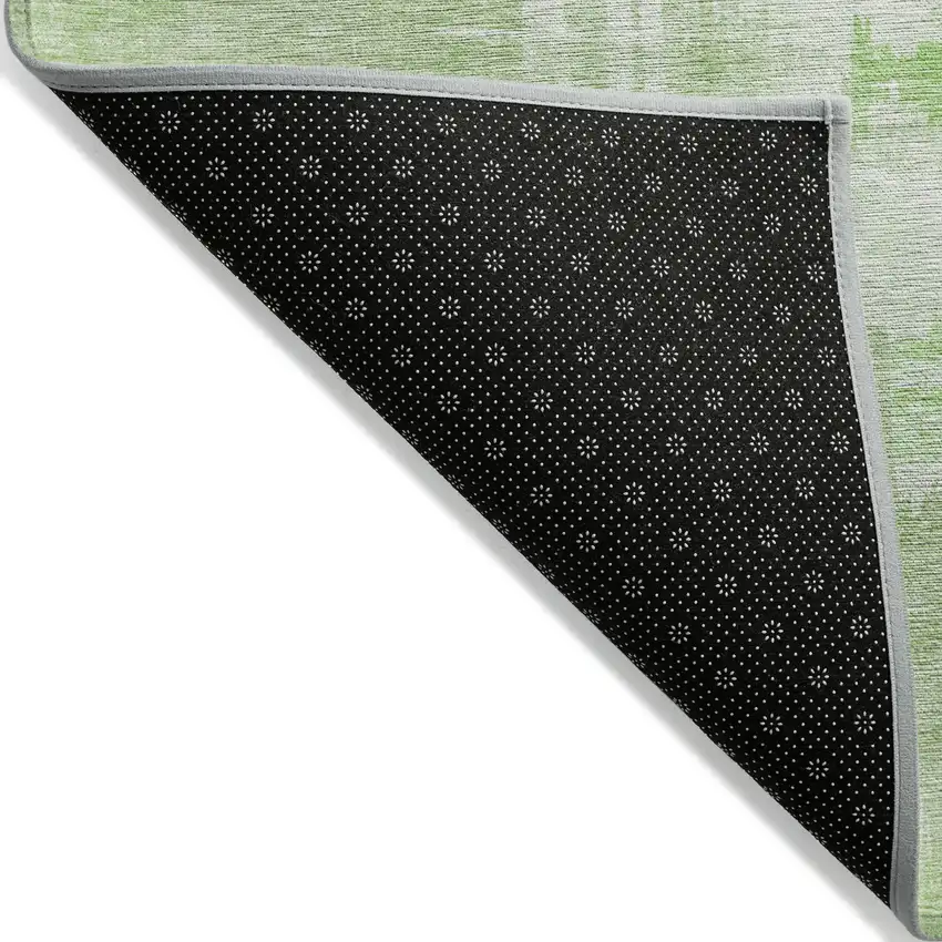 8' Green And Mint Green Round Abstract Washable Indoor Outdoor Area Rug Photo 2