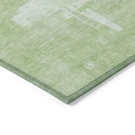 8' Green And Mint Green Round Abstract Washable Indoor Outdoor Area Rug Photo 3