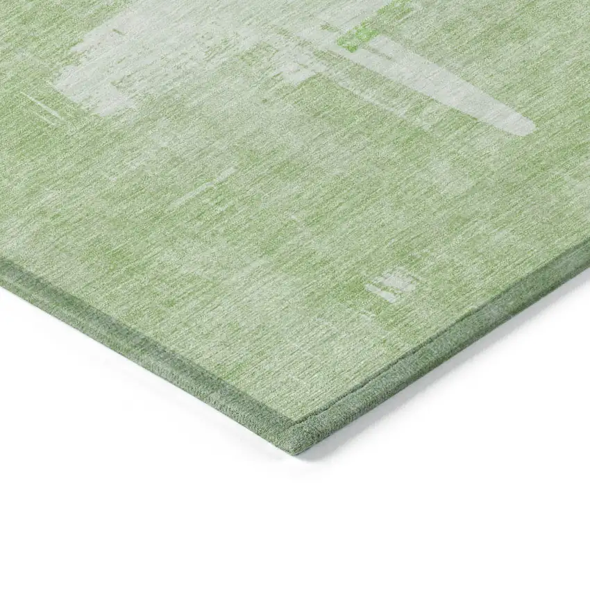 8' Green And Mint Green Round Abstract Washable Indoor Outdoor Area Rug Photo 3