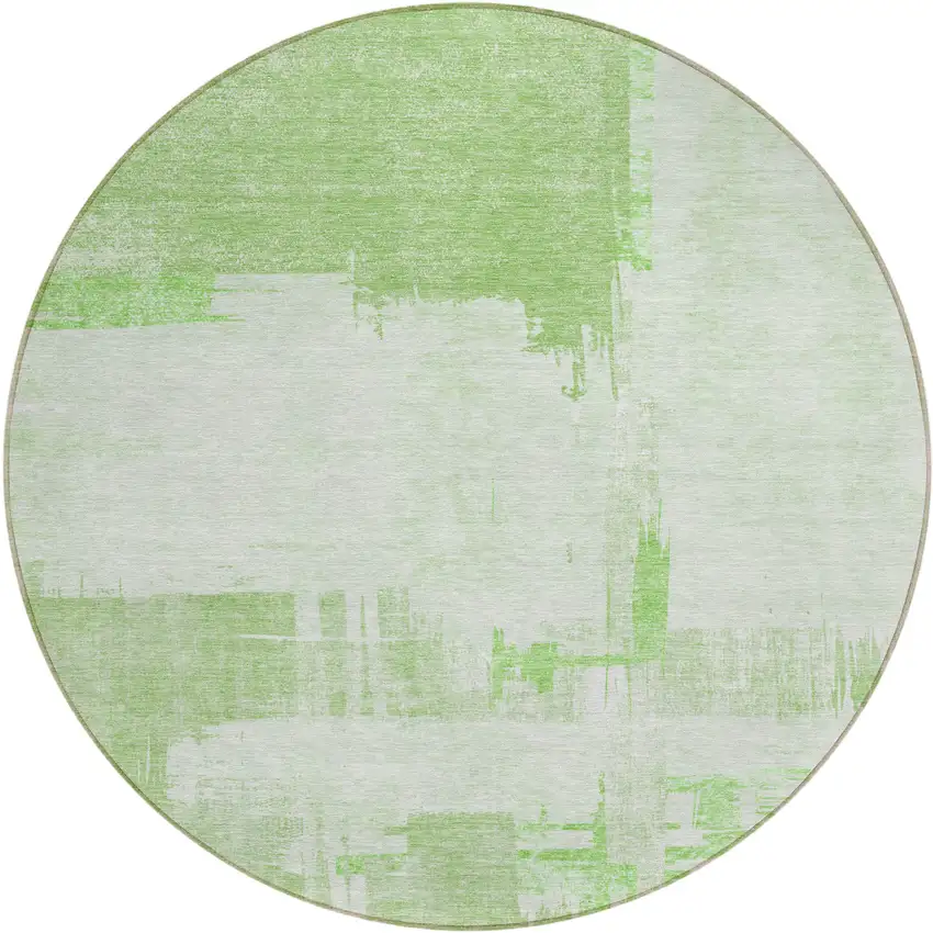 8' Green And Mint Green Round Abstract Washable Indoor Outdoor Area Rug Photo 1
