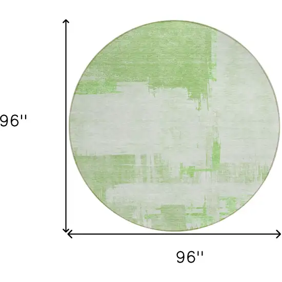 8' Green And Mint Green Round Abstract Washable Indoor Outdoor Area Rug Photo 7