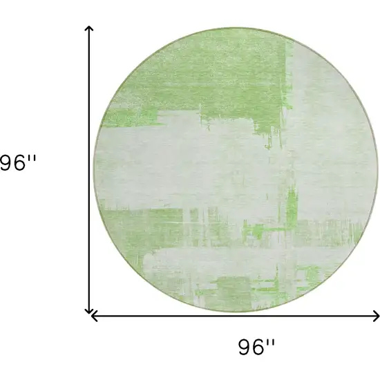 8' Green And Mint Green Round Abstract Washable Indoor Outdoor Area Rug Photo 7