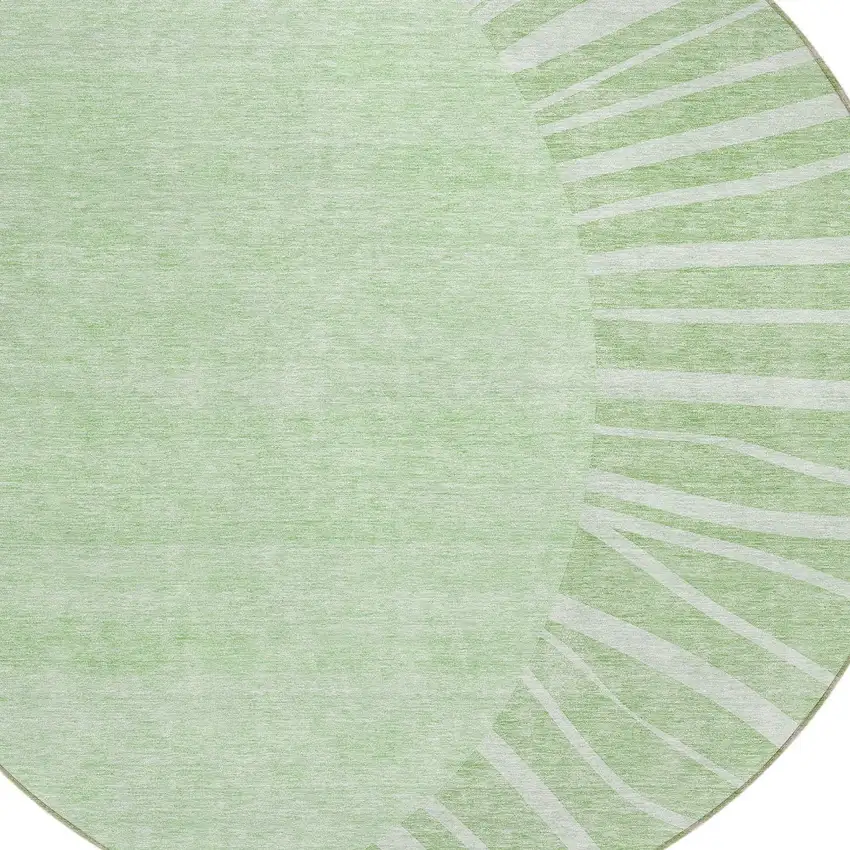 8' Green And Mint Green Round Abstract Washable Indoor Outdoor Area Rug Photo 4