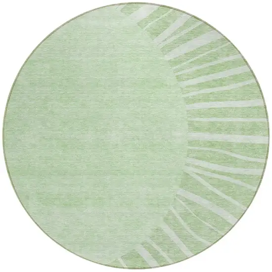 8' Green And Mint Green Round Abstract Washable Indoor Outdoor Area Rug Photo 5