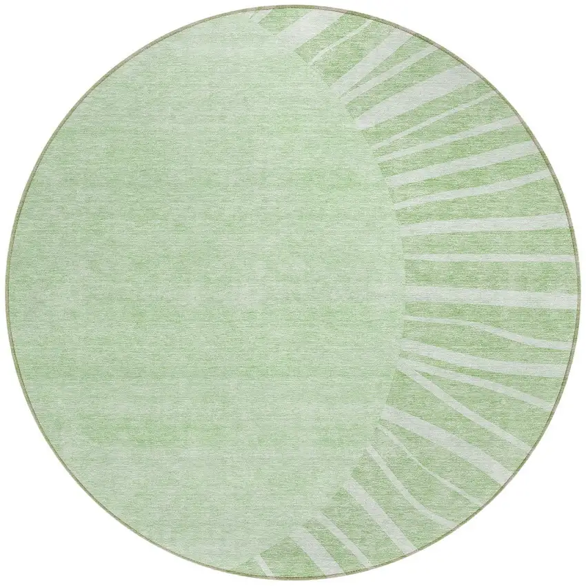 8' Green And Mint Green Round Abstract Washable Indoor Outdoor Area Rug Photo 5