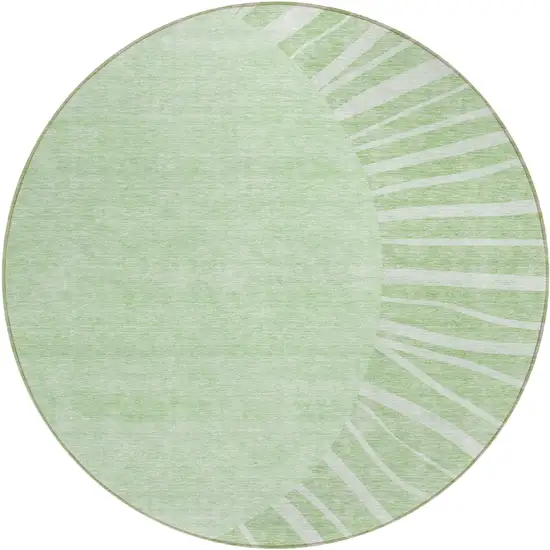 8' Green And Mint Green Round Abstract Washable Indoor Outdoor Area Rug Photo 2