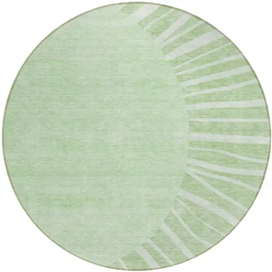 8' Green And Mint Green Round Abstract Washable Indoor Outdoor Area Rug Photo 2