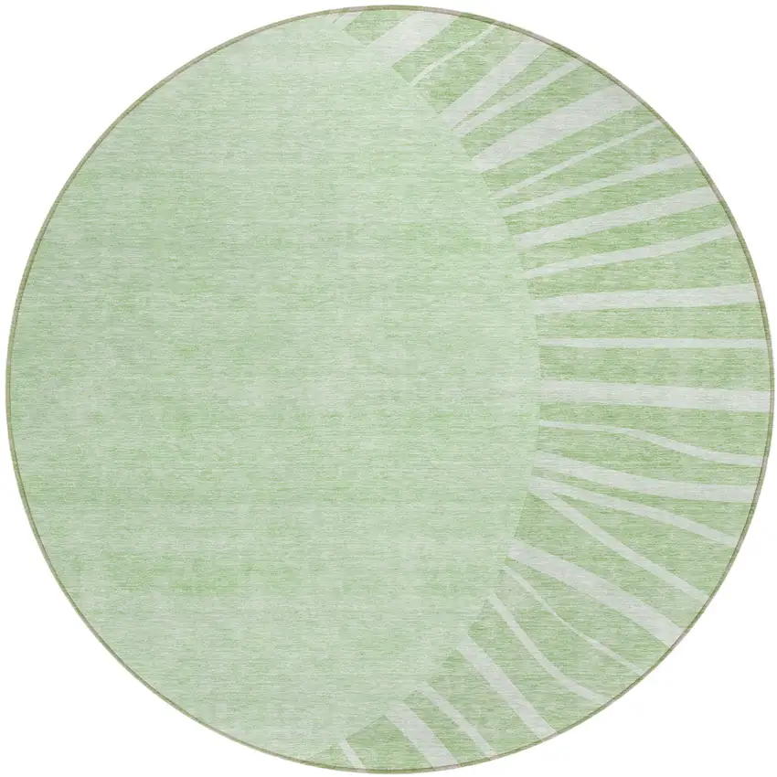 8' Green And Mint Green Round Abstract Washable Indoor Outdoor Area Rug Photo 2