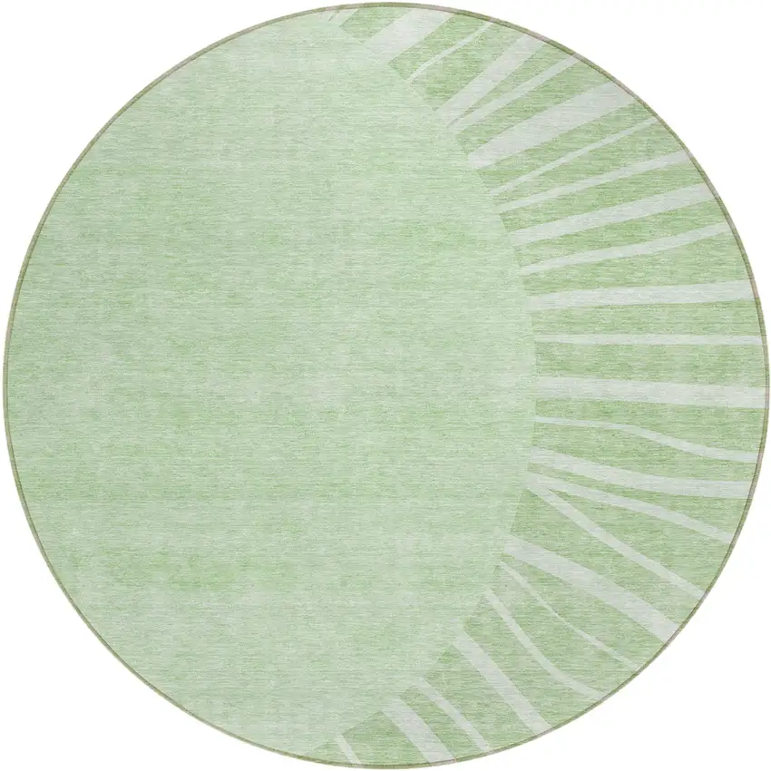 8' Green And Mint Green Round Abstract Washable Indoor Outdoor Area Rug Photo 2