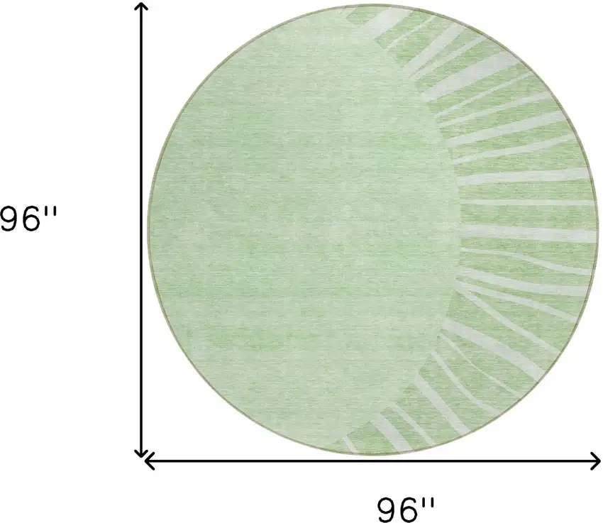 8' Green And Mint Green Round Abstract Washable Indoor Outdoor Area Rug Photo 3