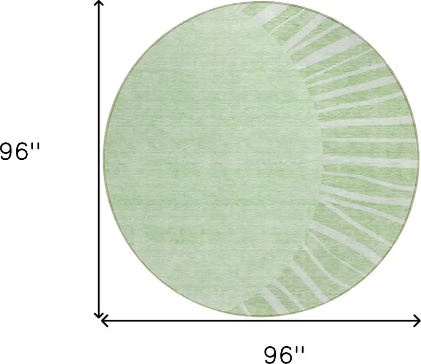 8' Green And Mint Green Round Abstract Washable Indoor Outdoor Area Rug Photo 3