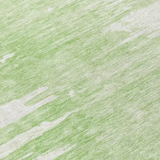 8' Green And Mint Green Round Abstract Washable Indoor Outdoor Area Rug Photo 9