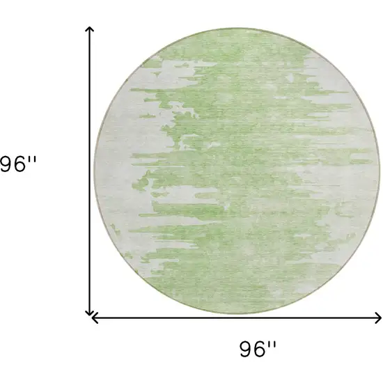 8' Green And Mint Green Round Abstract Washable Indoor Outdoor Area Rug Photo 3