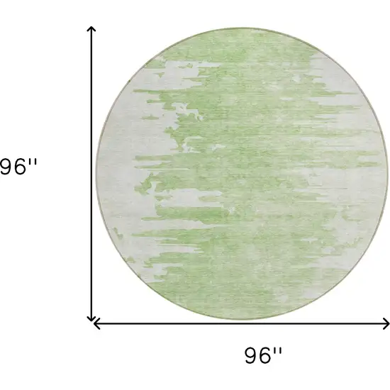 8' Green And Mint Green Round Abstract Washable Indoor Outdoor Area Rug Photo 3