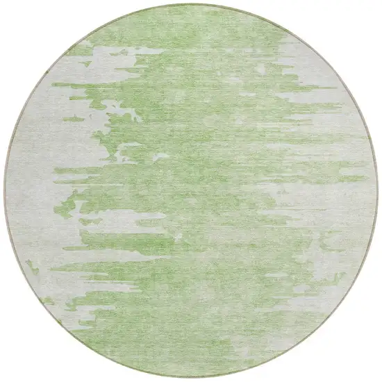 8' Green And Mint Green Round Abstract Washable Indoor Outdoor Area Rug Photo 5