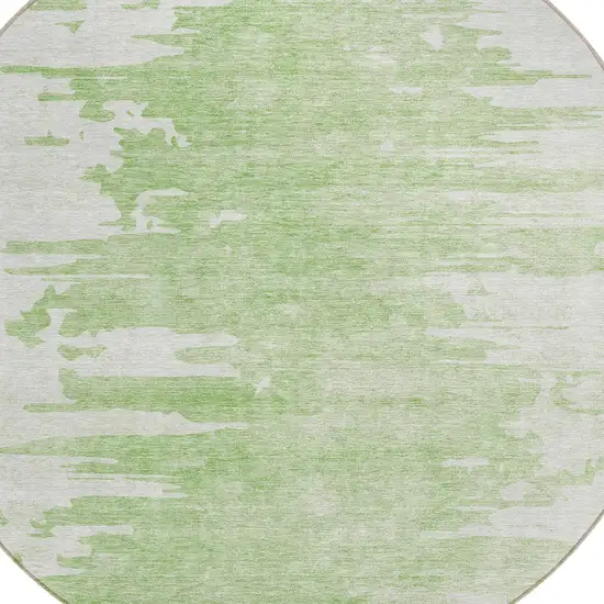 8' Green And Mint Green Round Abstract Washable Indoor Outdoor Area Rug Photo 4