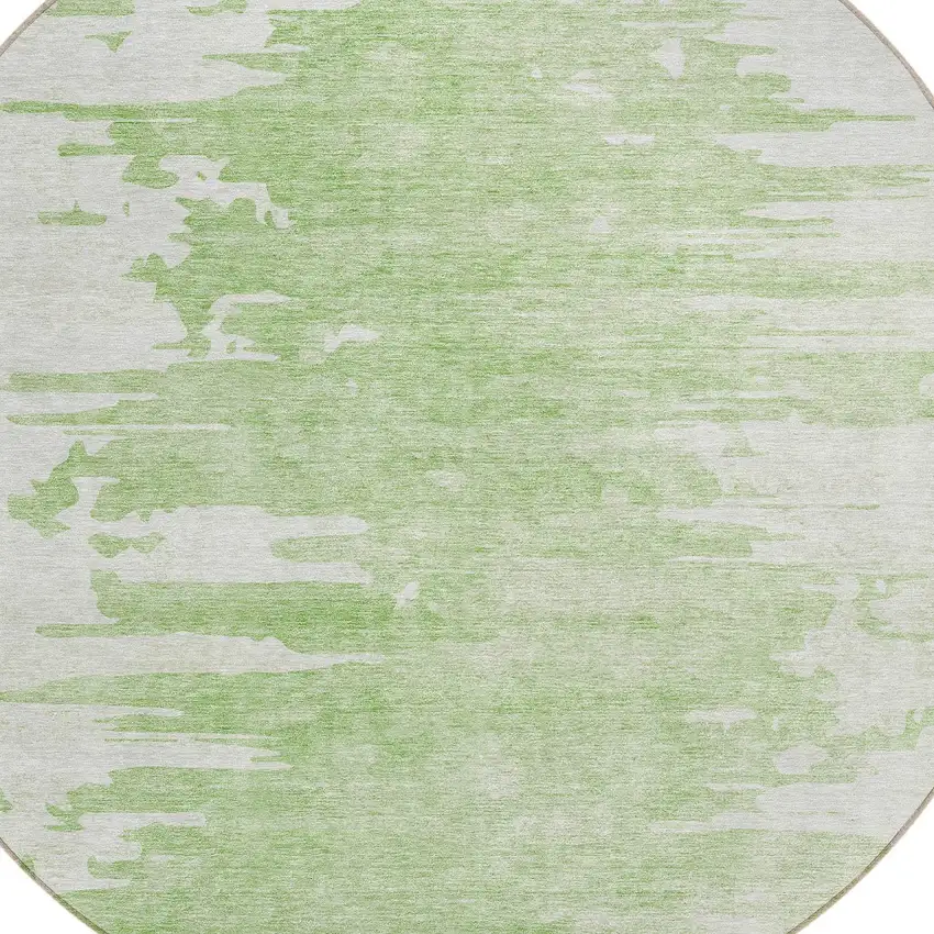 8' Green And Mint Green Round Abstract Washable Indoor Outdoor Area Rug Photo 4