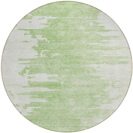 8' Green And Mint Green Round Abstract Washable Indoor Outdoor Area Rug Photo 2