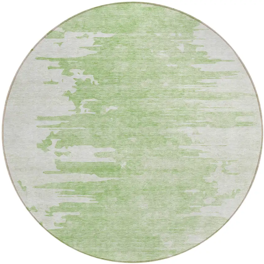 8' Green And Mint Green Round Abstract Washable Indoor Outdoor Area Rug Photo 2