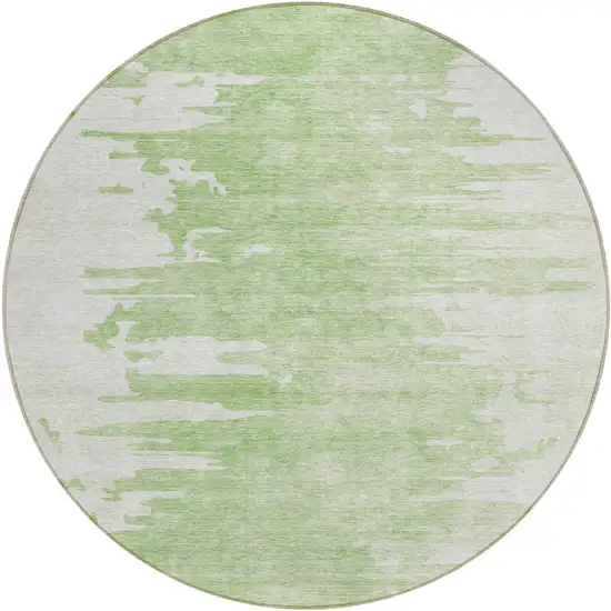 8' Green And Mint Green Round Abstract Washable Indoor Outdoor Area Rug Photo 2