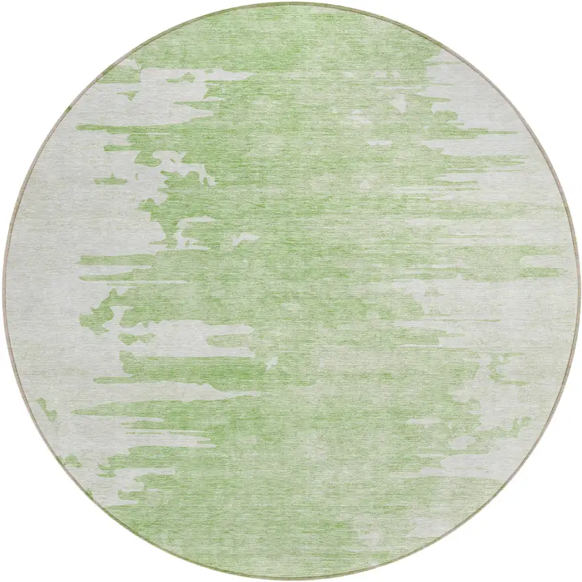 8' Green And Mint Green Round Abstract Washable Indoor Outdoor Area Rug Photo 2