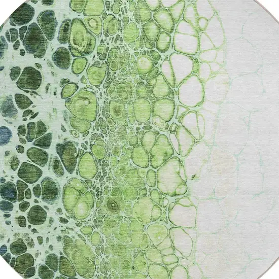 8' Green And Mint Green Round Abstract Washable Indoor Outdoor Area Rug Photo 4