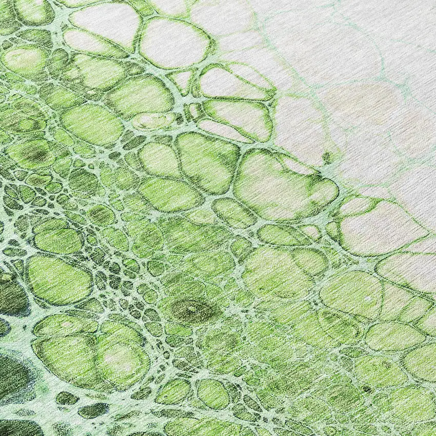 8' Green And Mint Green Round Abstract Washable Indoor Outdoor Area Rug Photo 9