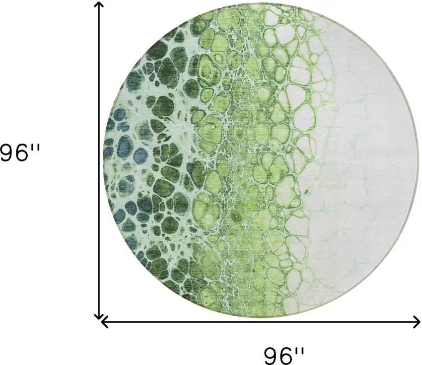 8' Green And Mint Green Round Abstract Washable Indoor Outdoor Area Rug Photo 3